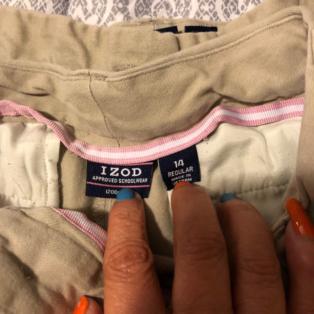 Bundle-Izod khaki girls school pants, size 14 - Picture 2 of 2